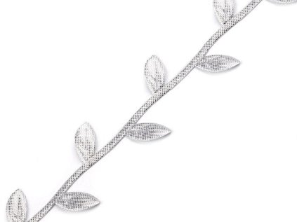 Saténový prýmek šíře 25 mm listy (Varianta 2 zelená, Balení 112.5 m)