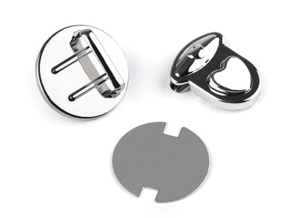Sada zapínání na kabelku 30x32 mm srdce (Varianta 3 nikl černý, Balení 2 sada)