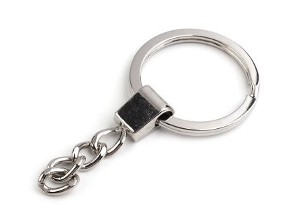 Kroužek na klíče Ø30 mm s řetízkem, plochý (Varianta 1 nikl, Balení 5 ks)