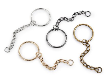 Kroužek na klíče Ø25 mm s řetízkem (Varianta 1 nikl, Balení 10 ks)