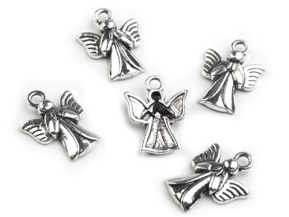 Přívěsek 15x20 mm anděl (Varianta platina s patinou, Balení 5 ks)