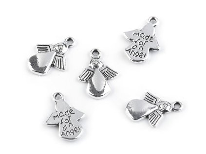 Přívěsek 13x18 mm anděl (Varianta platina s patinou, Balení 5 ks)