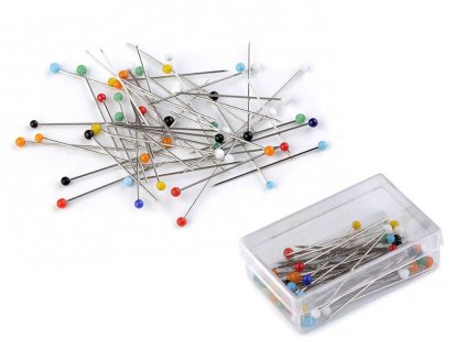 Špendlíky se skleněnou hlavičkou délka 30 mm (Varianta mix 1 nikl, Balení 1 krab.)