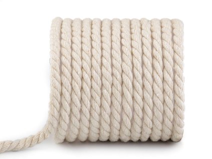 Bavlněná šňůra kroucená Ø8 mm macrame (Varianta 1 režná, Balení 20 m)