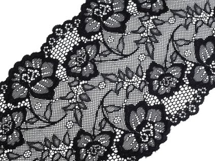Elastická krajka / vsadka / běhoun šíře 18,5 cm (Varianta 2 černá, Balení 1 m)