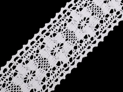 Bavlněná krajka / vsadka paličkovaná jemná šíře 50 mm (Varianta 1 bílá, Balení 13.5 m)