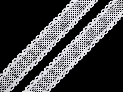 Bavlněná krajka / vsadka paličkovaná šíře 34 mm (Varianta 1 bílá, Balení 13.5 m)