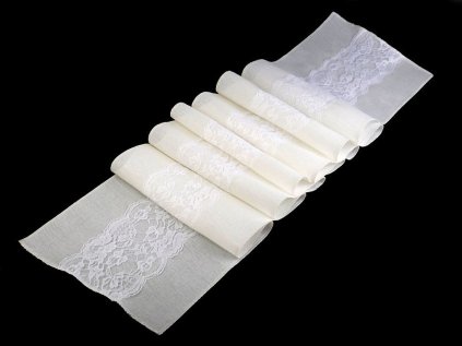 Běhoun / ubrus s krajkou 30x275 cm (Varianta 3 režná přírodní, Balení 1 ks)