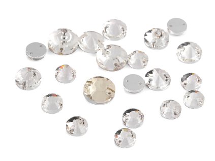 Broušené kamínky kulaté našívací mix (Varianta crystal, Balení 1 dóza)