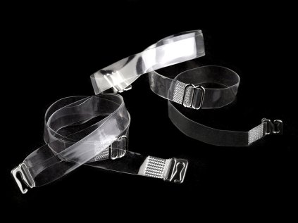 Ramínka silikonová šíře 10 mm; 15 mm s kovovým zapínáním (Varianta 2 (10 mm) transparent bílá, Balení 1 pár)