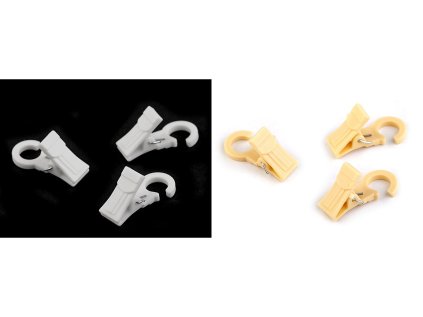 Žabky na záclony plastové s háčkem (Varianta 1 bílá mléčná, Balení 10 ks)