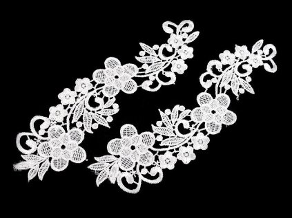 Benátská krajková aplikace / vsadka 8x27 cm (Varianta 1 bílá sněhová, Balení 2 ks)