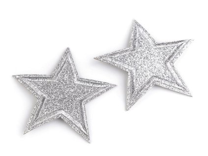 Nažehlovačka hvězda s glitry (Varianta 1 stříbrná, Balení 2 ks)