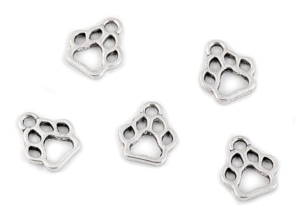 Přívěsek tlapka pro pejska 11x13 mm (Varianta platina, Balení 10 ks)