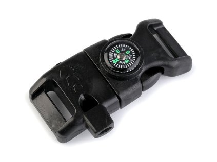 Spona trojzubec s píšťalkou a kompasem šíře 15 mm (Varianta 2 černá, Balení 1 ks)