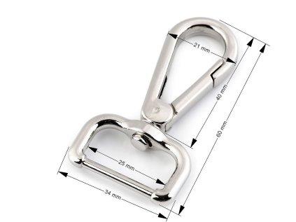 Kovová karabina otočná, průvlek 25 mm (Varianta 2 nikl černý, Balení 1 ks)