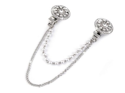 Spona dragoun s broušenými kamínky a perlami (Varianta 1 crystal platina, Balení 1 ks)