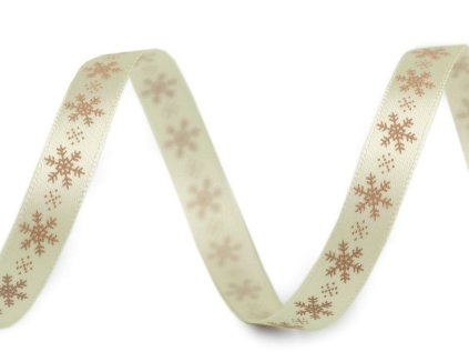 Saténová stuha vločky šíře 9 mm vánoční (Varianta 5 červená vánoční bílá, Balení 5 m)
