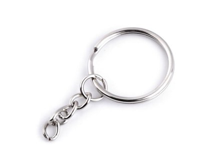 Kroužek na klíče Ø25 mm s řetízkem (Varianta 1 nikl, Balení 10 ks)