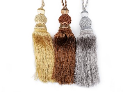 Velký dekorační úvaz / šňůra na závěsy se střapcem (Varianta 1 zlatá sv., Balení 2 ks)