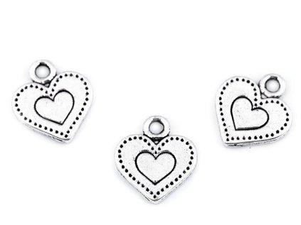 Přívěsek srdce 12x13 mm (Varianta platina, Balení 10 ks)