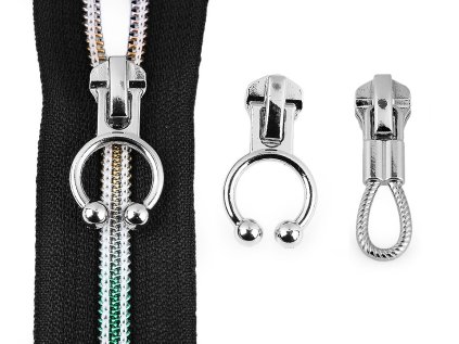 Jezdec ke spirálovým zipům No 5 s ozdobou (Varianta 1 nikl, Balení 4 ks)