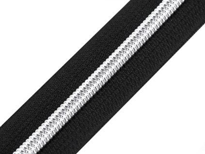 Zip spirálový No 5 s metalickými zoubky metráž (Varianta 3 (322) černá stříbrná, Balení 1 m)