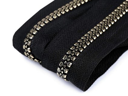 Zip kostěný No 8 lebka metráž (Varianta 2 černá nikl, Balení 1 m)