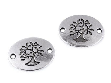 Našívací díl strom života 17x22 mm (Varianta platina s patinou, Balení 4 ks)