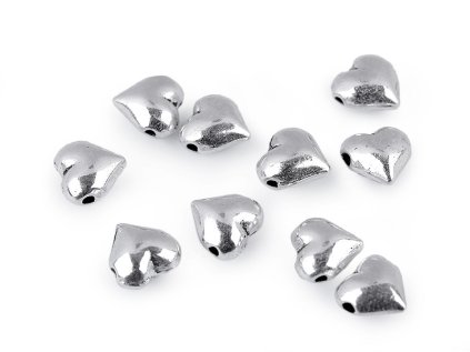 Kovový korálek srdce 8x8 mm (Varianta 1 stříbrná, Balení 10 ks)