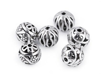 Kovový korálek ornament (Varianta 2 platina s patinou, Balení 5 ks)