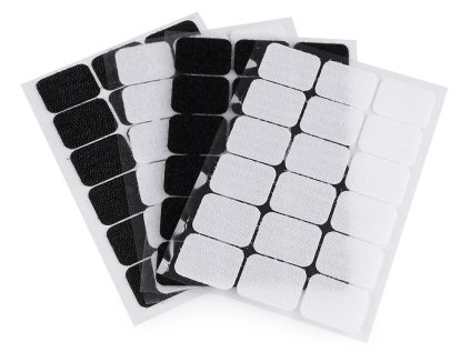 Suchý zip samolepicí obdélníčky 25x32 mm (Varianta 1 bílá, Balení 1 karta)