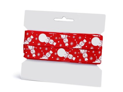 Vánoční rypsová stuha šíře 25 mm (Varianta 1 červená sněhulák, Balení 5 m)