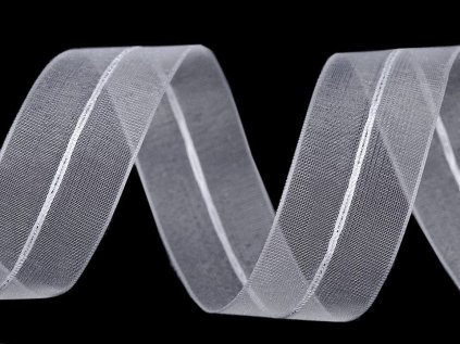 Monofilová stahovací stuha s lurexem šíře 26 mm vánoční (Varianta 1 bílá, Balení 90 m)