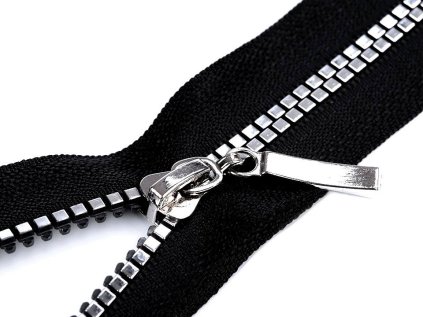 Kostěný zip No 5 délka 80 cm čtvercové zuby (Varianta 1 (322) černá stříbrná, Balení 1 ks)