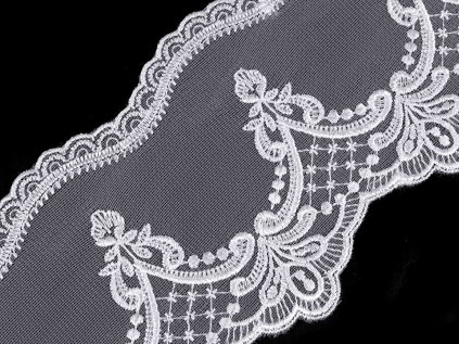 Vyšívaný prýmek na monofilu šíře 12,5 cm (Varianta bílá, Balení 1 m)