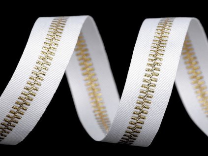 Lampas / oděvní stuha s lurexem šíře 20 mm imitace zipu (Varianta 2 červená zlatá, Balení 1 m)