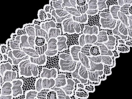 Elastická krajka / vsadka / běhoun šíře 15,5 cm (Varianta 1 bílá sněhová, Balení 1 m)