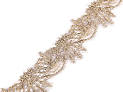 Zlatá krajka s lurexem šíře 64 mm (Varianta zlatá sv., Balení 1 m)