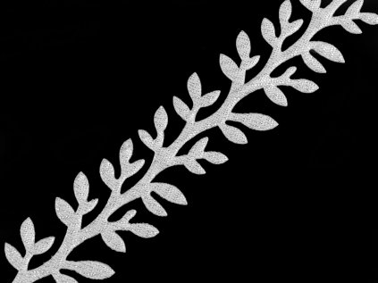 Saténový prýmek šíře 24 mm větvička s lurexem vánoční (Varianta 1 stříbrná, Balení 13.5 m)