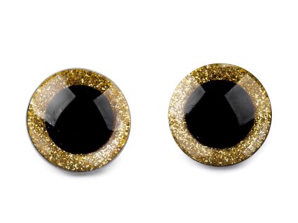 Oči glitrové s pojistkou Ø25 mm (Varianta 1 zlatá, Balení 4 sada)