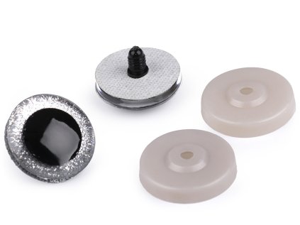 Oči velké s glitry s pojistkou Ø40 mm (Varianta 1 stříbrná, Balení 2 sada)