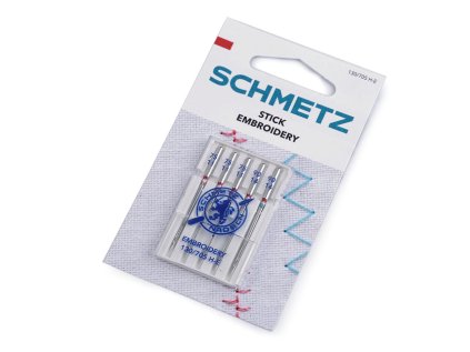 Strojové jehly vyšívací sdružené 75; 90 Schmetz na kartě (Varianta nikl, Balení 1 karta)