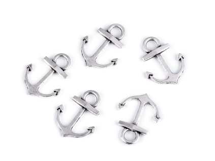 Přívěsek kotva (Varianta 3 (24x29 mm) stříbrná, Balení 5 ks)