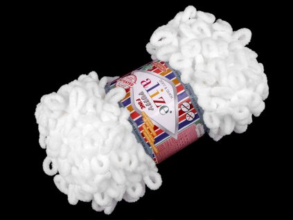 Pletací příze Alize Puffy Fine 100 g (Varianta 1 (55) bílá, Balení 1 ks)