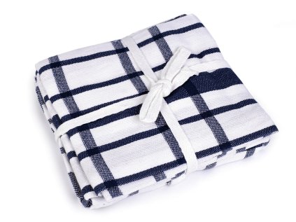 Bavlněná utěrka káro 50x70 cm egyptská bavlna (Varianta 3 modrá tmavá, Balení 3 ks)