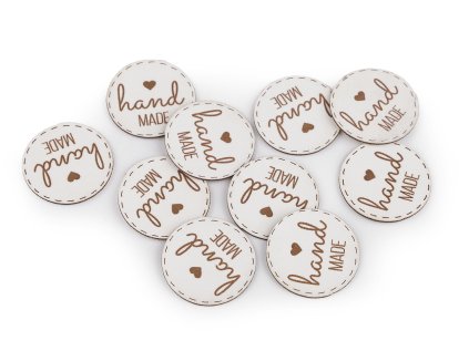 Nášivka / štítek z eko kůže - hand made (Varianta 2 béžová světlá, Balení 10 ks)