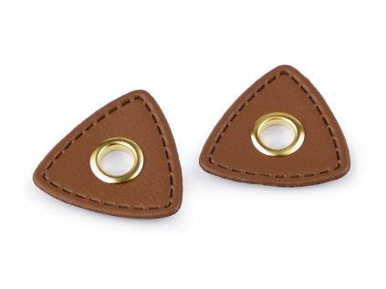 Průchodka s koženkovým trojúhelníkem k našití, průvlek 8 mm (Varianta 1 béžová tm., Balení 20 ks)