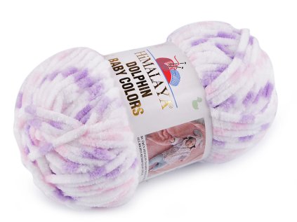 Pletací žinylková příze Dolphin Baby Colors 100 g (Varianta 1 (80410) bílá fialová, Balení 1 ks)