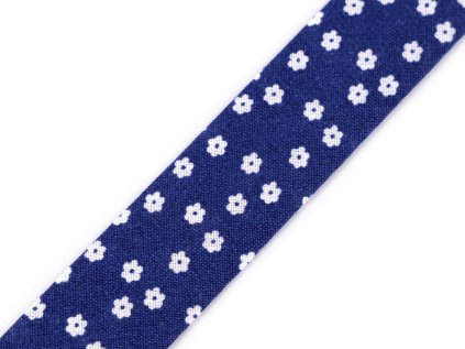 Šikmý proužek bavlněný vzorovaný šíře 20 mm zažehlený (Varianta 380799/03 černá chevron, Balení 14 m)